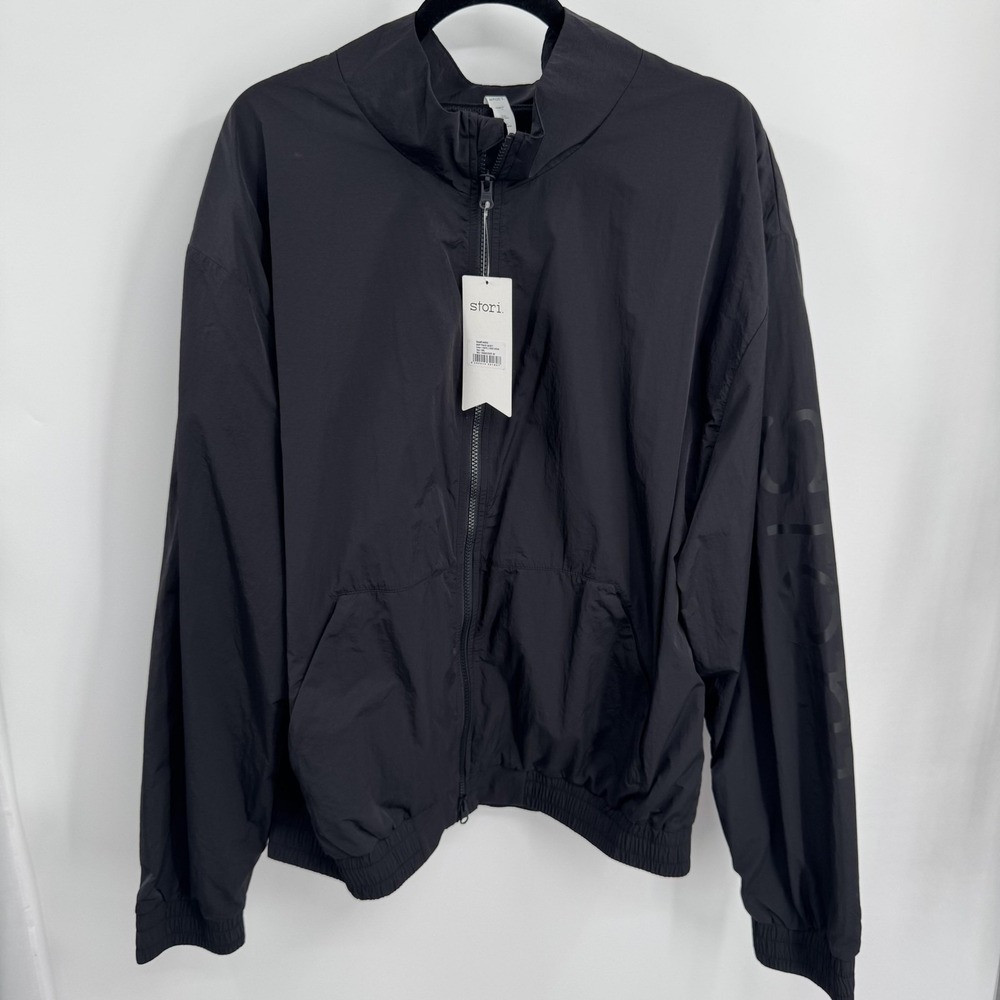 Stori Jacket‎ Mens 2XL Black Onyx Amp Track Zip Windbreaker Lightweight Nylon